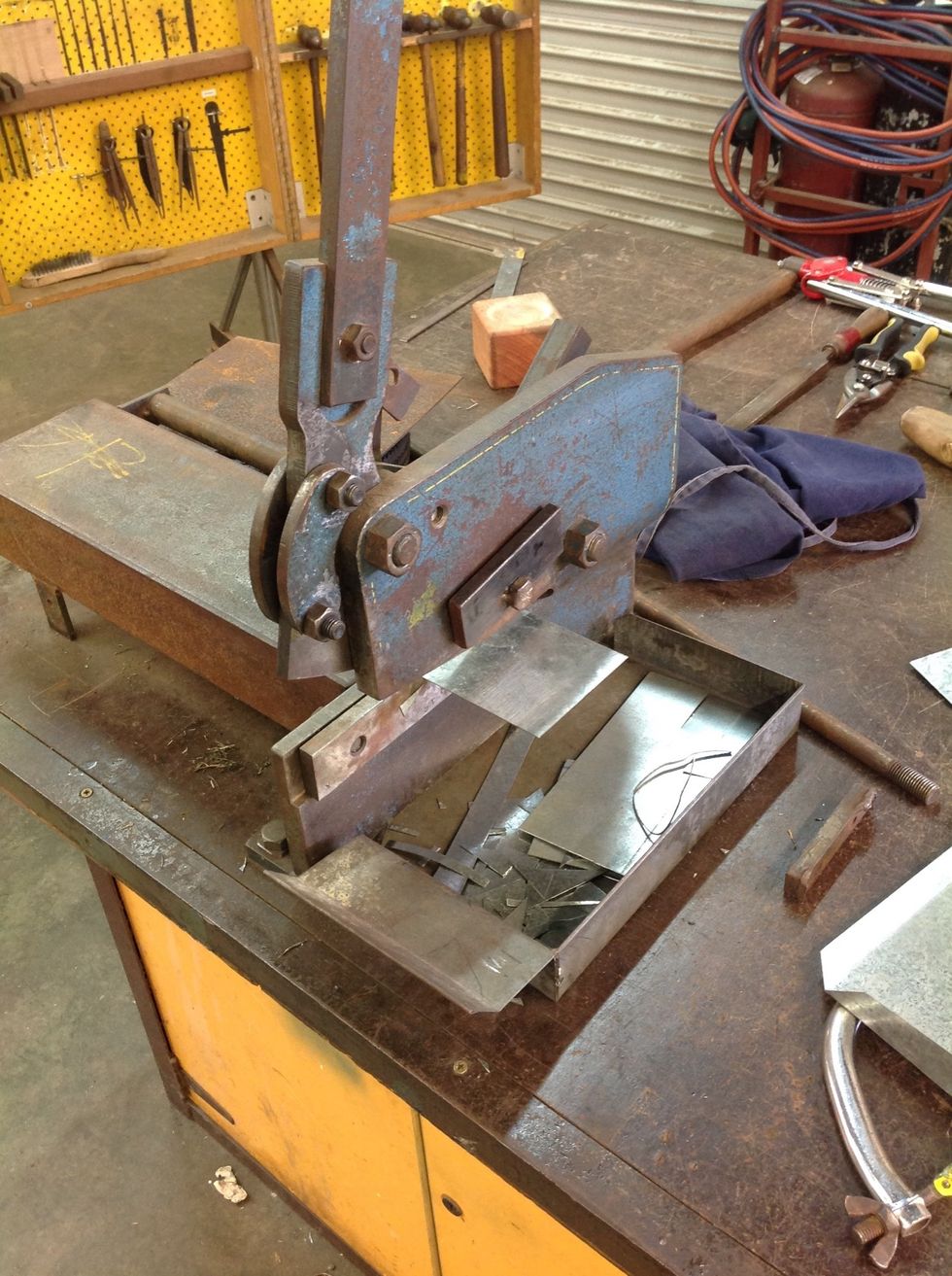 Cut the sheet metal with the guillotine....