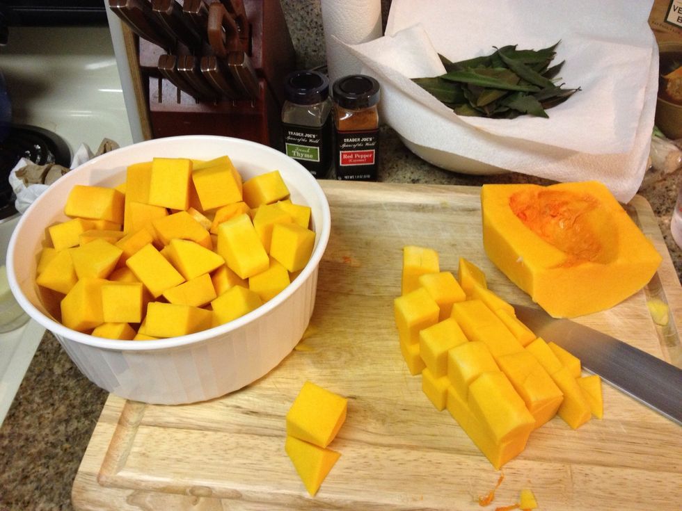 Cut the squash into 1" cubes