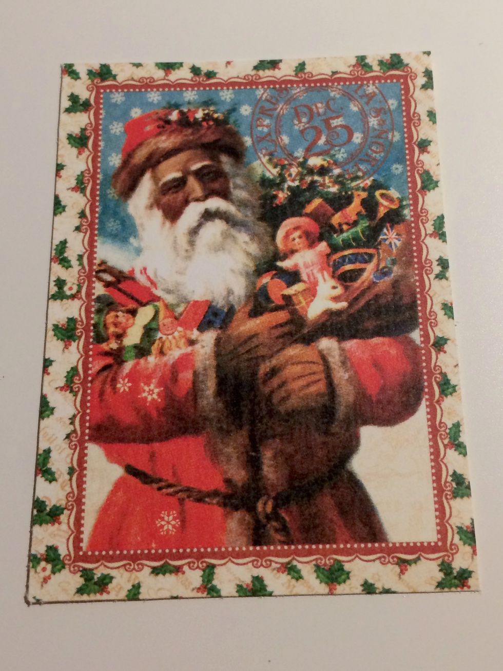 Cut the St. Nicholas ephemera card to 2 5/8" x 3 3/4".