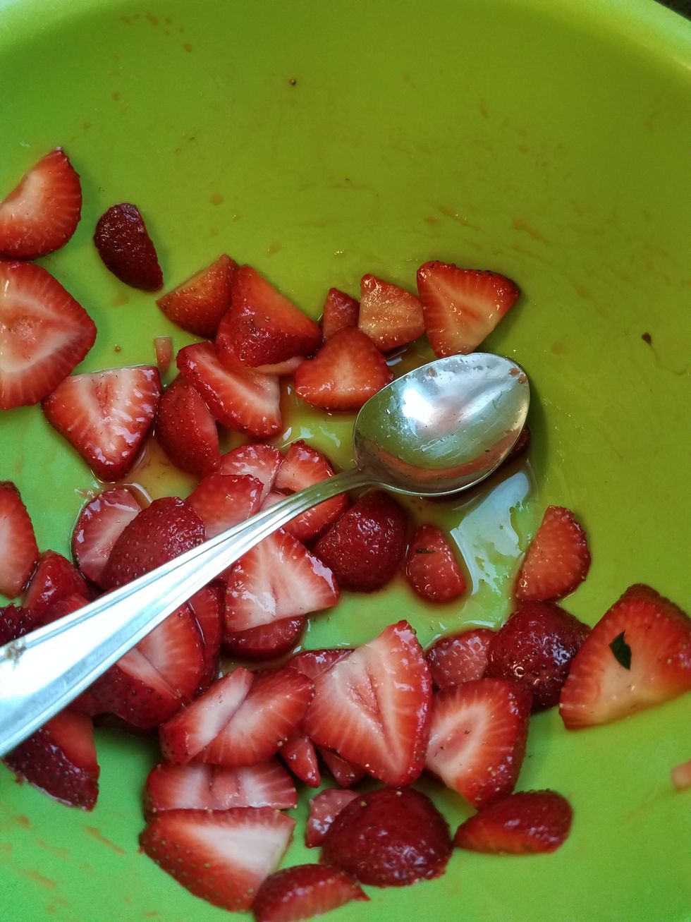 Cut the strawberries
