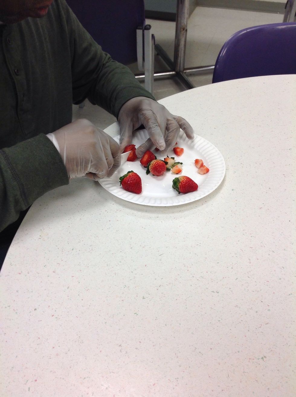 Cut the strawberries