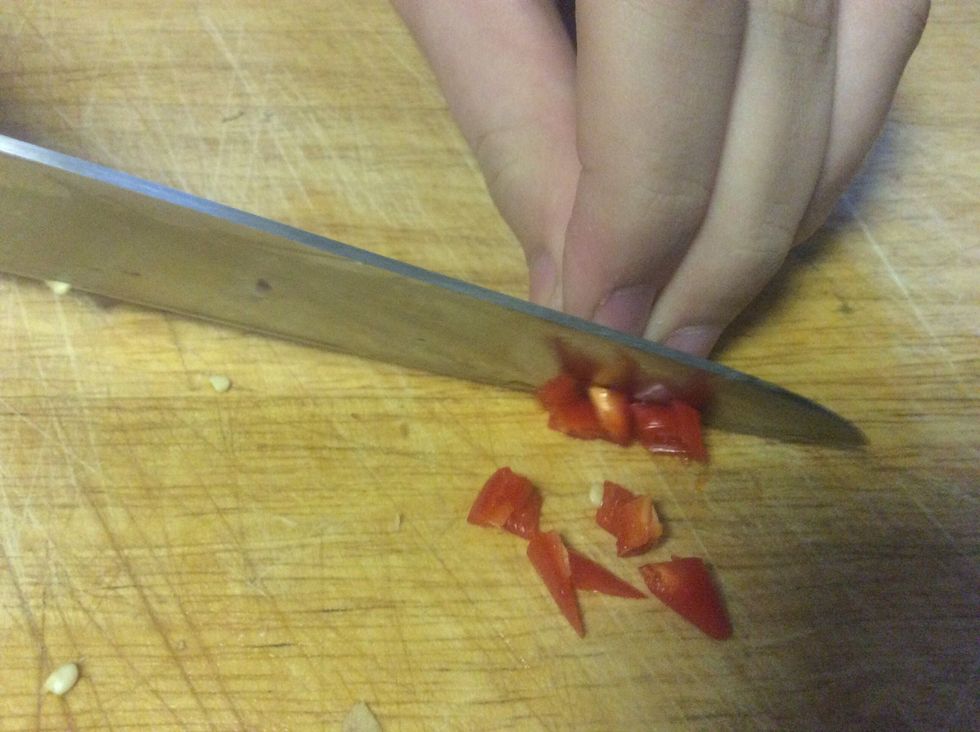 Cut the strips into even smaller pieces