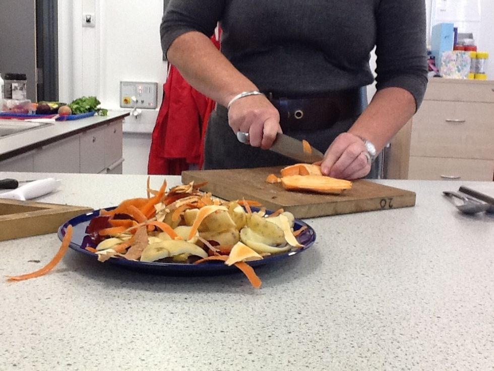 Cut the sweet potatoes.