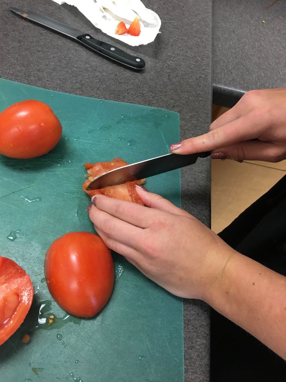 Cut the tomatoes
