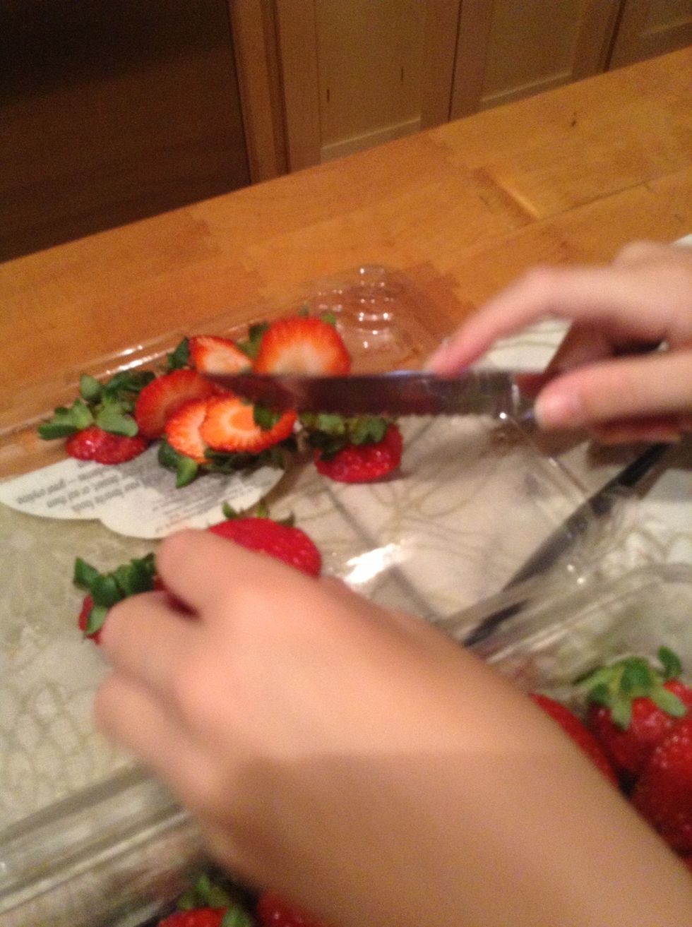 Cut the tops of your strawberrys