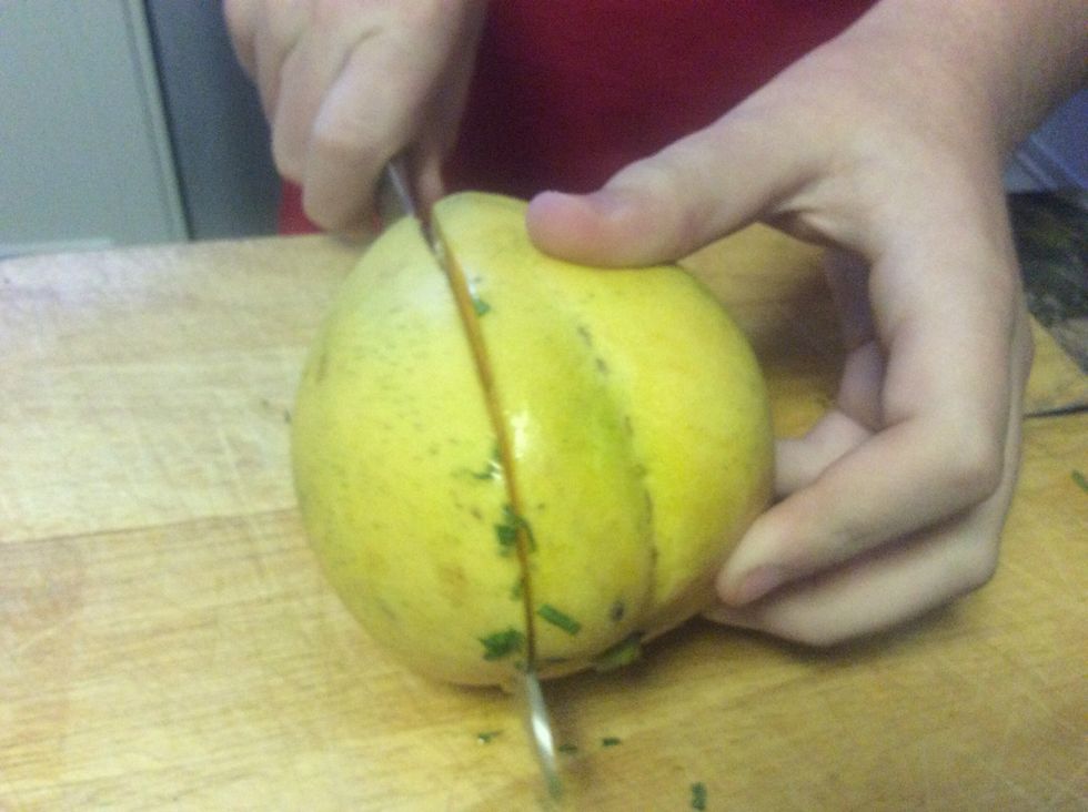 Cut the two sides off leaving the middle