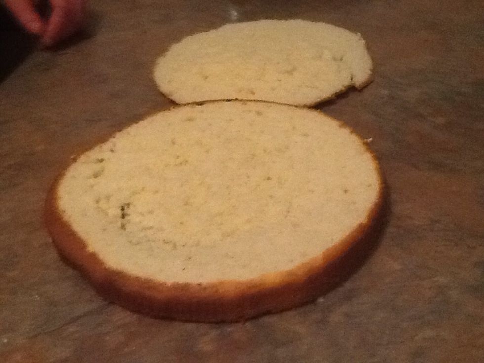 Cut the vanilla one in half to make two buns