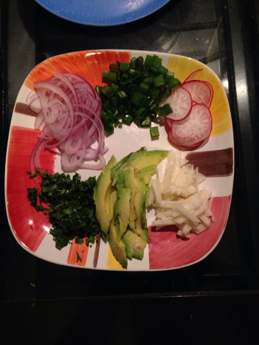 Cut the vegetables Note: i forgot to put in the pic the jicama