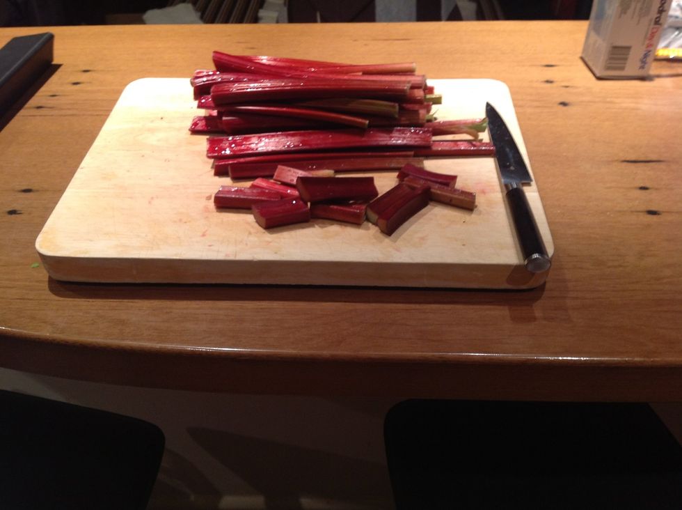 Cut the washed stalks into segments.