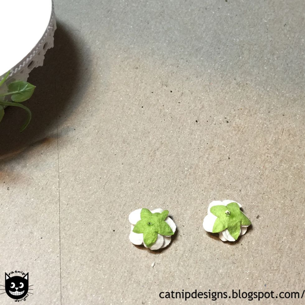 Cut the wire from 2 Small White Mulberry Blossoms...