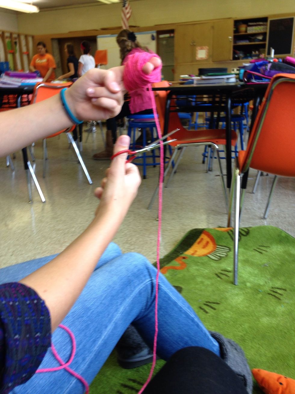 Cut the yarn about 3 inches down