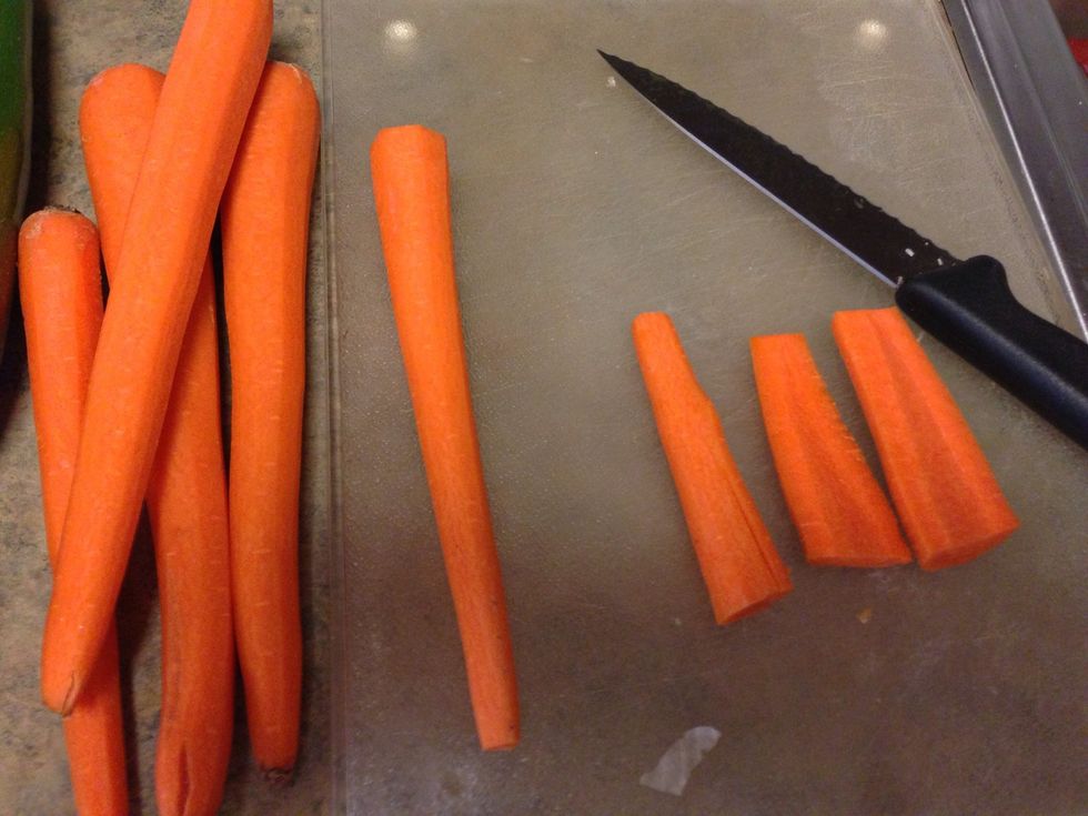Cut them in half and then in half lengthwise