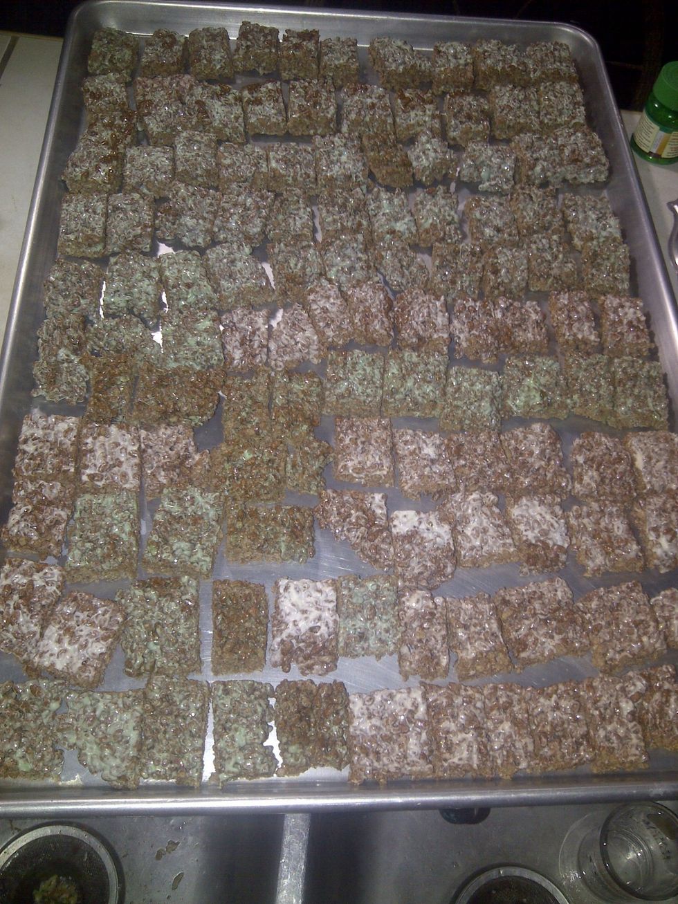 Cut them in squares once they cooled off.