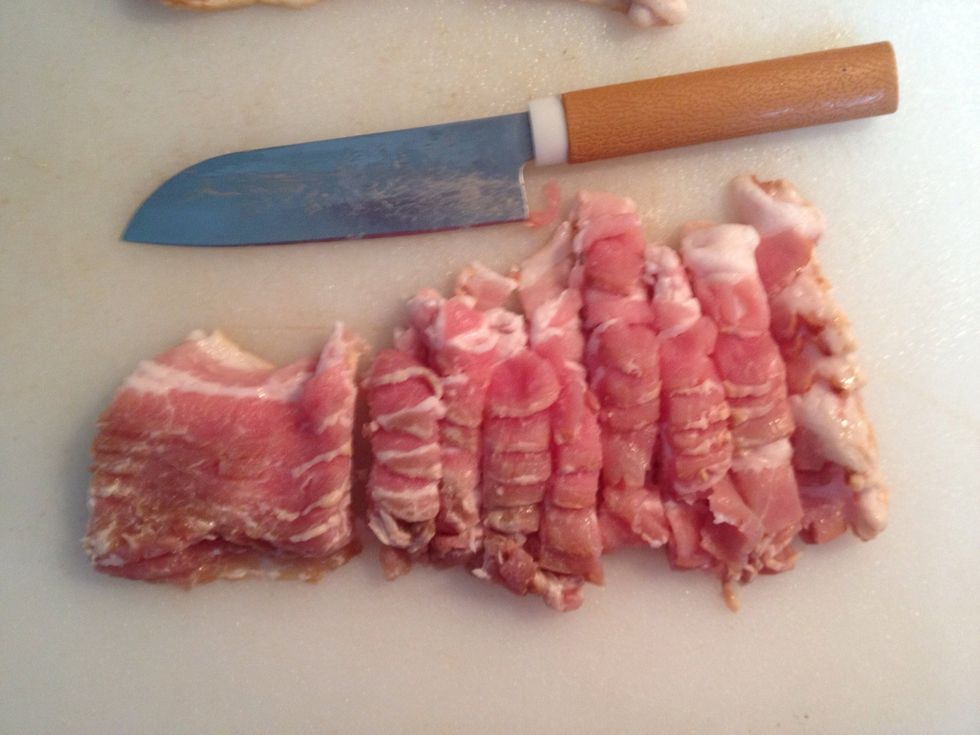 Cut them into as small pieces as possibly as you wanna try to make them similar to the original receipt the way my grandma makes it.