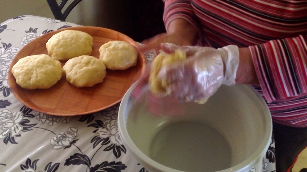 Cut them into dough balls and lay them out on a tray to rest. Prepare your nuts. Traditionally it's done with walnuts, but I'm sure it would be fantastic with peanuts, pecan, pistachios or hazelnuts.
