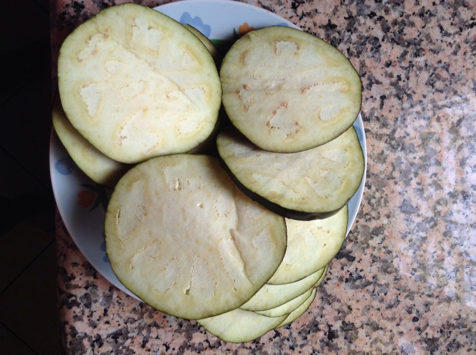 Cut them into slices; they should be 0.5 cm thick.