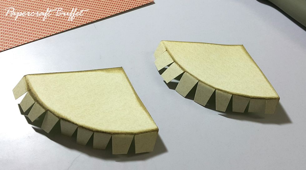 Cut them out with extra around half inch for gluing as shown.