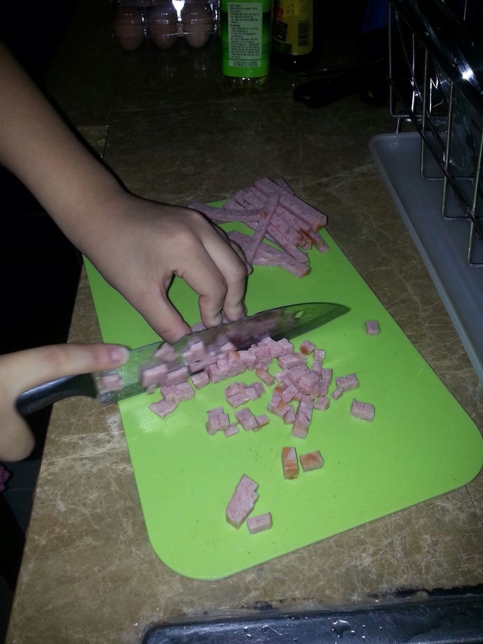 Cut them really small just like the onions and put them on a plate.