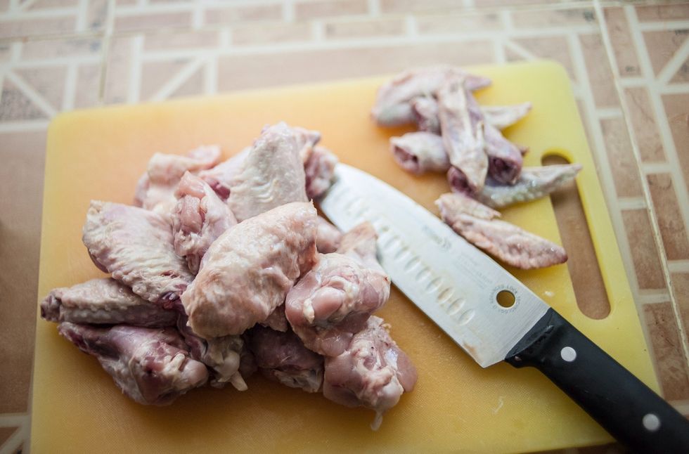 Cut them up into individual pieces at the joint. I personally don't like the end bit, which I use to make stock, together with other chicken trimmings