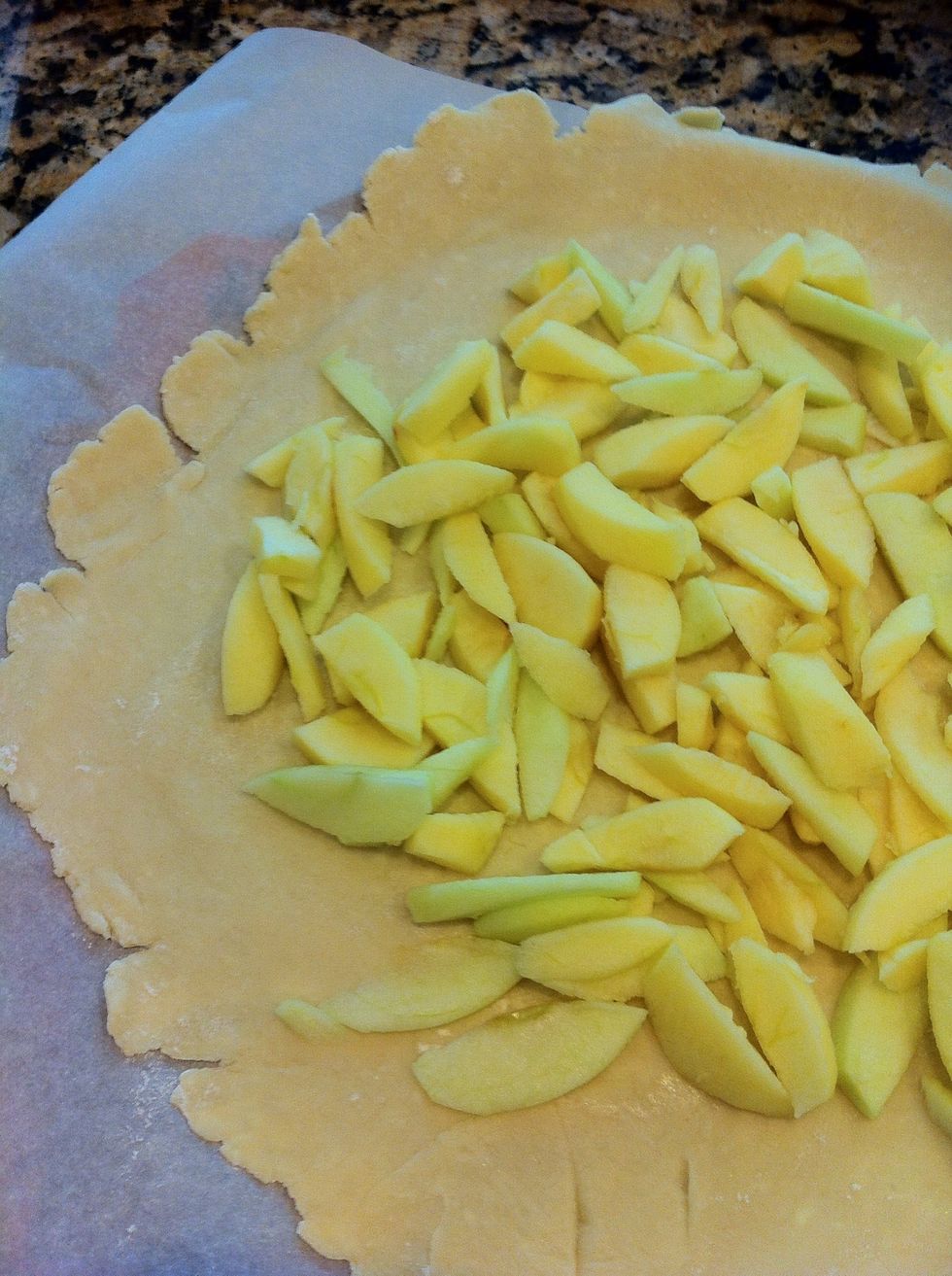 Cut thin sliced apples and place in single layers leaving enough of the edge so as to fold over in next step