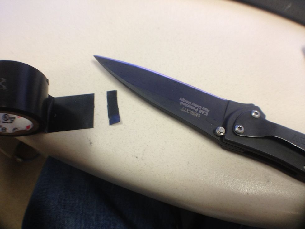 Cut thin stops of electrical tape