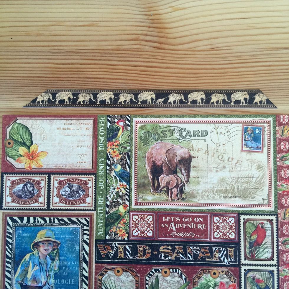 Cut this lovely strip of elephants to ornate the pocket.