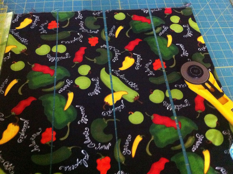 Cut three 4-1/2" x 22" strips. (Fat quarters are 18" x 22")