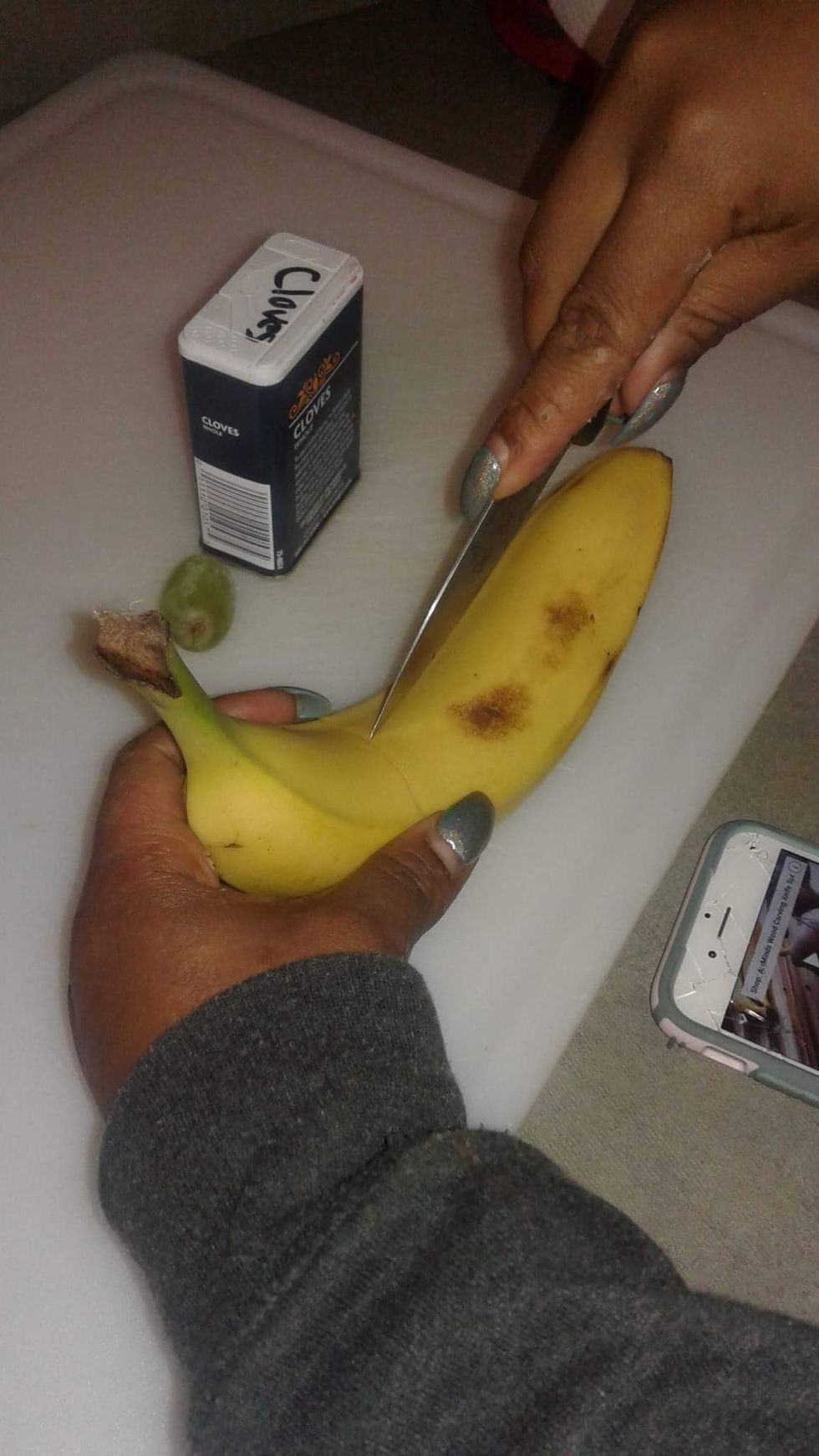 cut to the end and take banana out