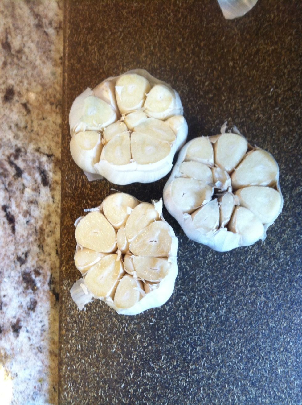 cut tops off of the garlic cloves