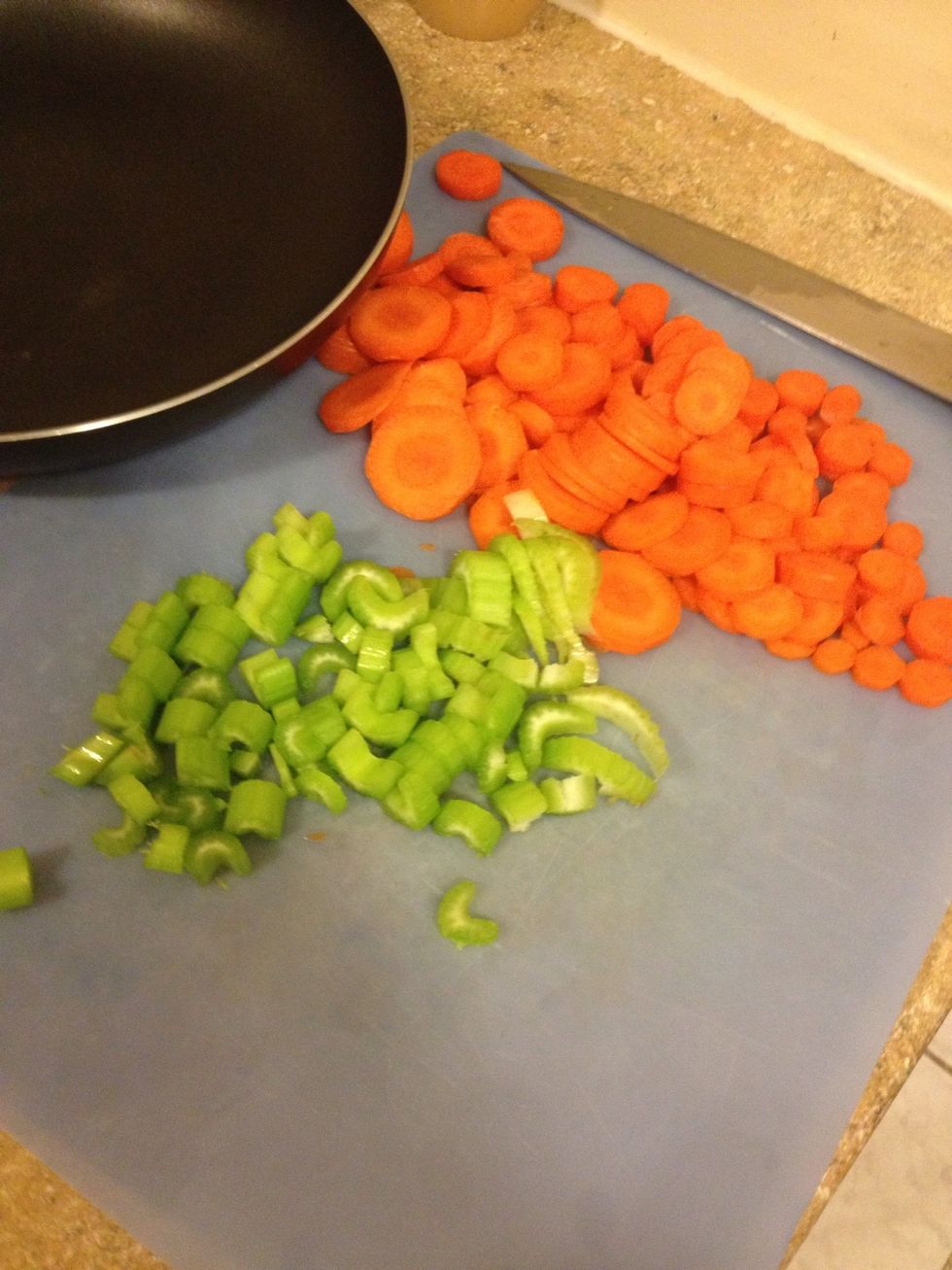 Cut two celery stalks