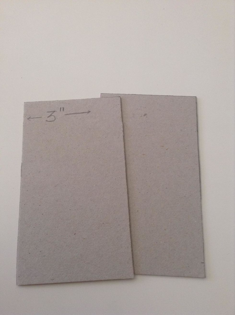 Cut two pieces of sturdy mat or chipboard: at 3" x 5 1/2 "