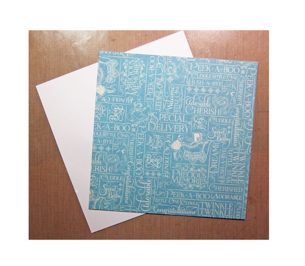 Cut two squares for the bottom of the card. Glue the Graphic 45 paper down to the cardstock to make stiffer. Repeat this process to create the top.