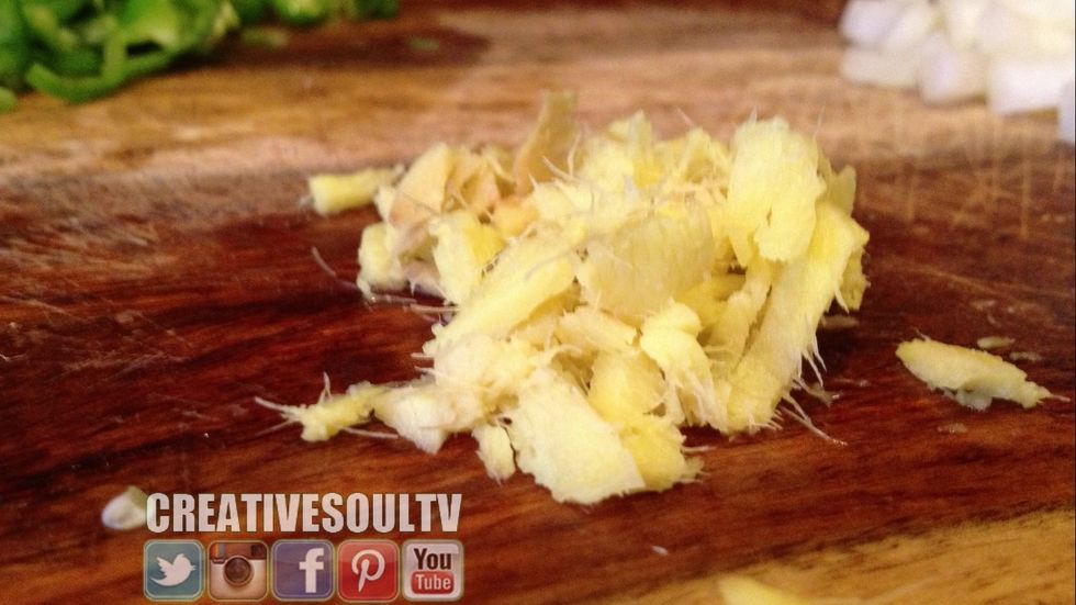 Cut up about 1 tablespoon of ginger