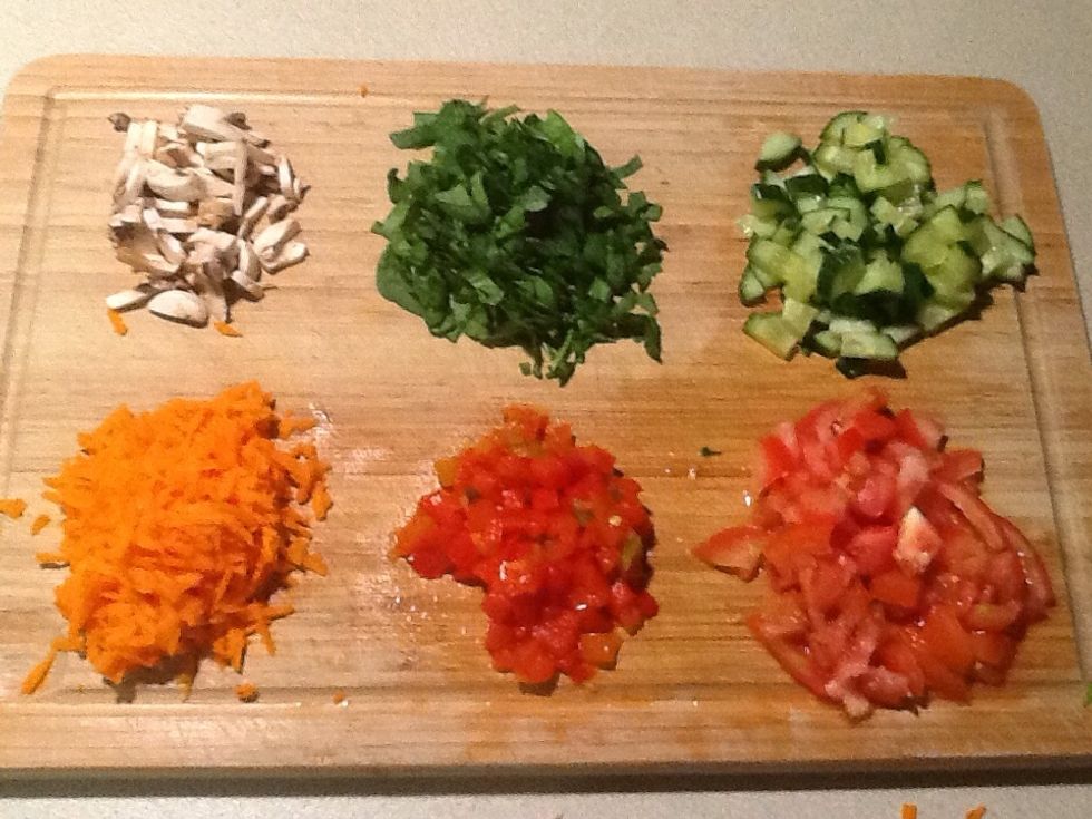 Cut up all the vegetables finely
