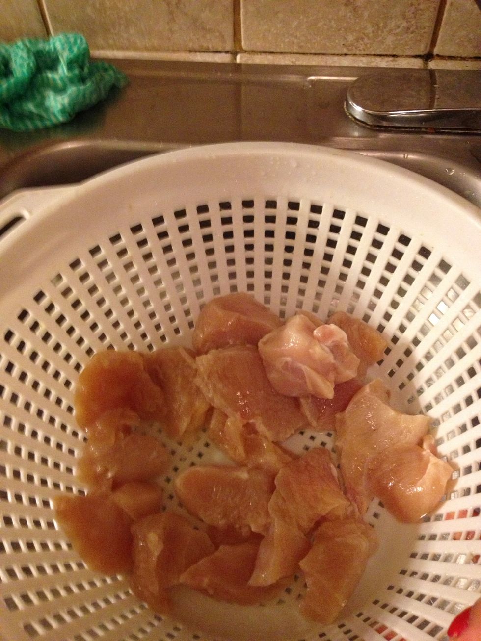 Cut up and wash your chicken breast