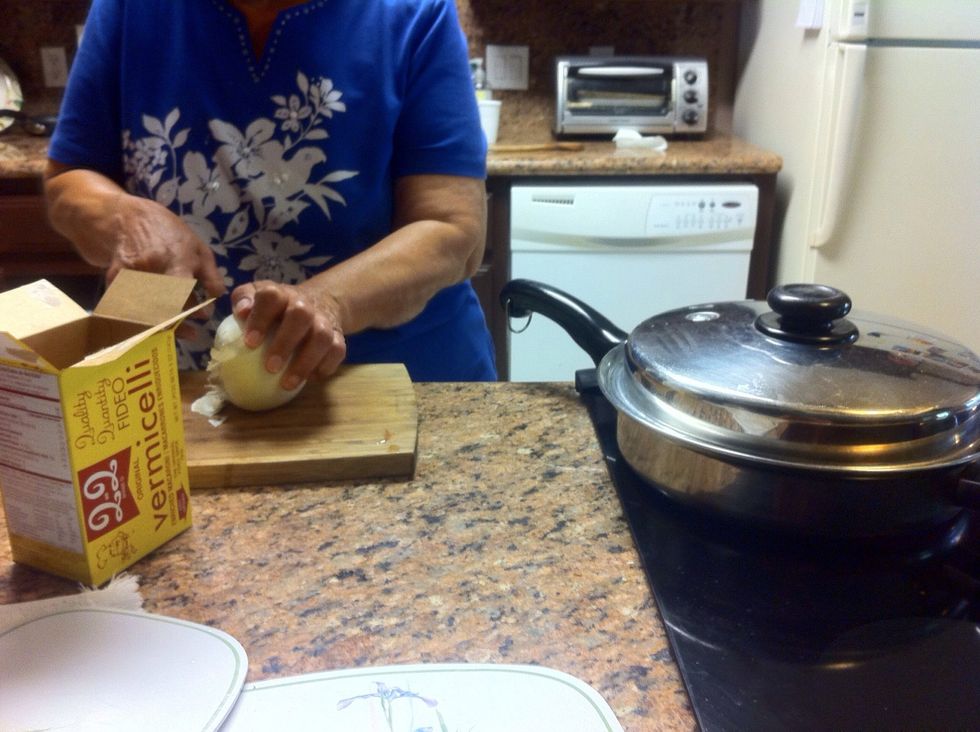 Cut up any vegetables you wish to use. We prefer onion, tomatoes and lots of cilantro.