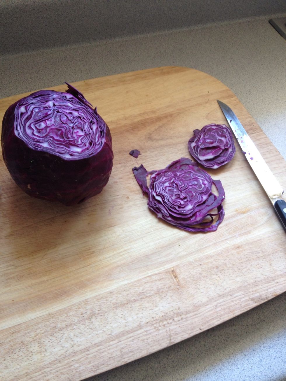 Cut up cabbage in thin strips