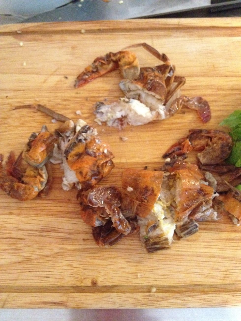 Cut up crabs into small pieces