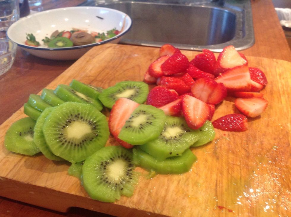 Cut up desired fruit to place on top.