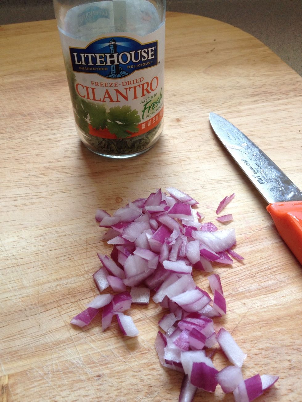 Cut up favorite onion variety and cilantro (didn't have fresh this time)