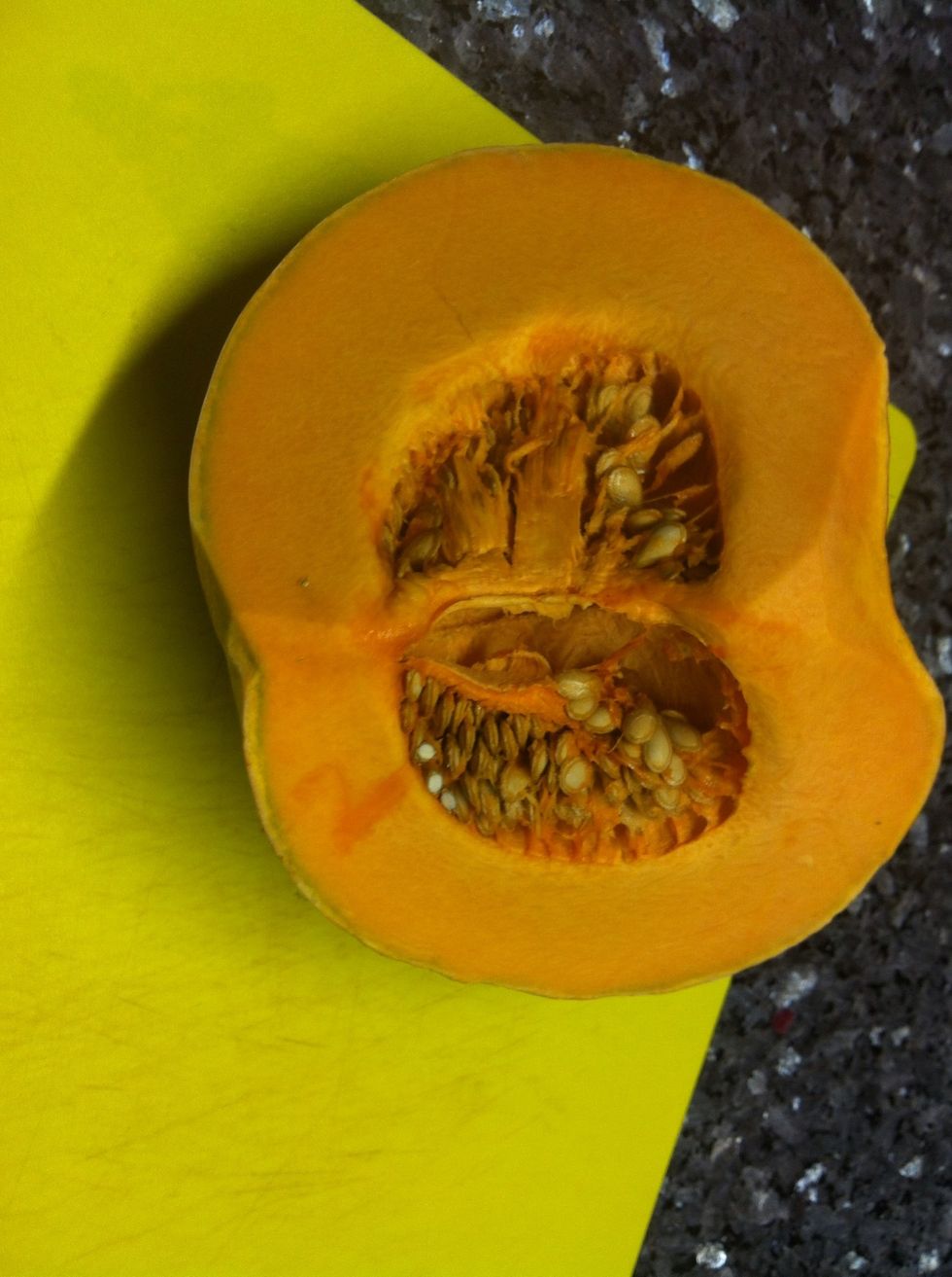 Cut up half a pumpkin in small pieces