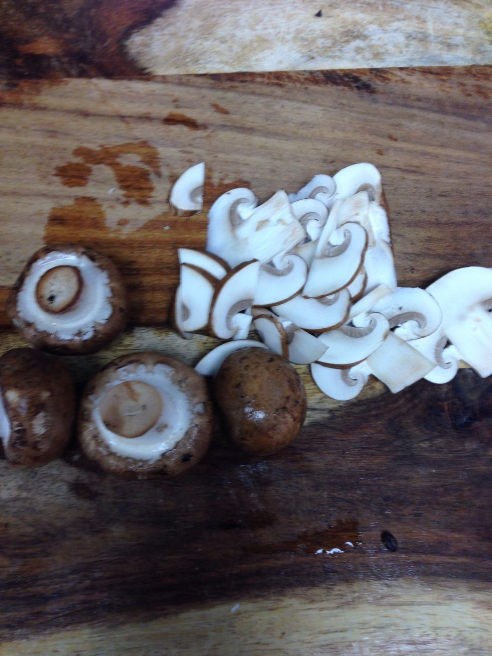 Cut up some mushrooms.