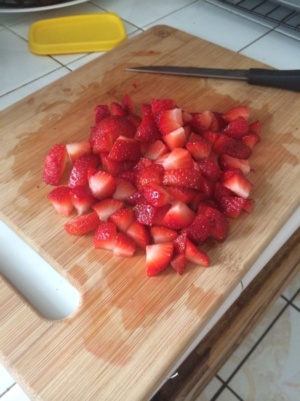 Cut up strawberries