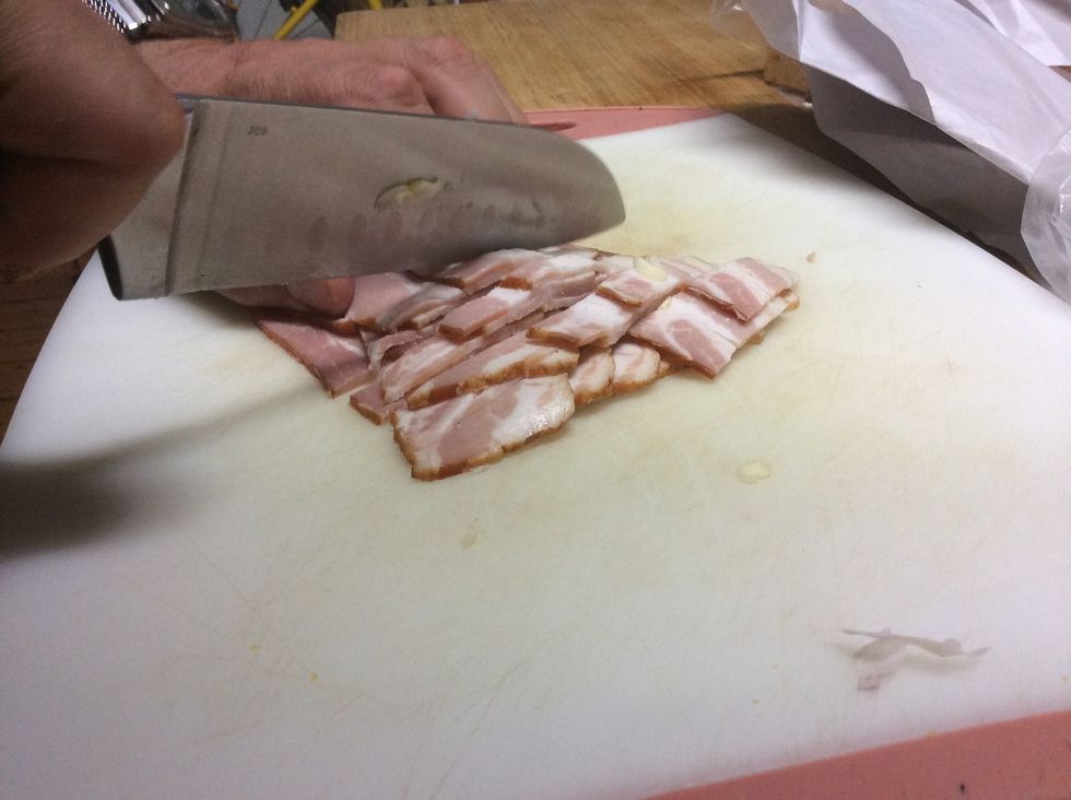 Cut up the bacon into small strips
