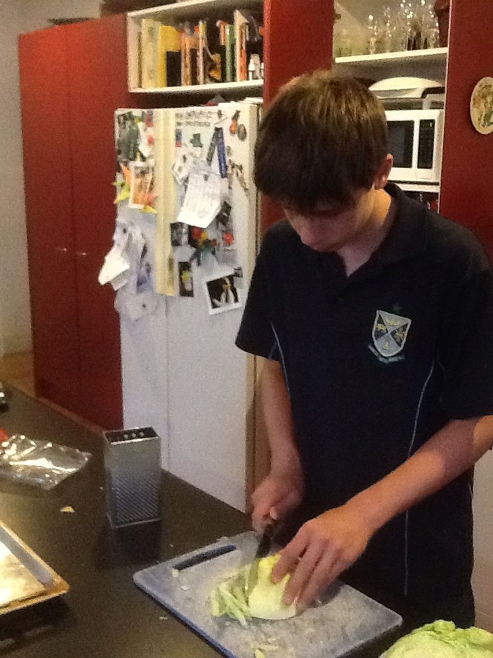 Cut up the lettuce.