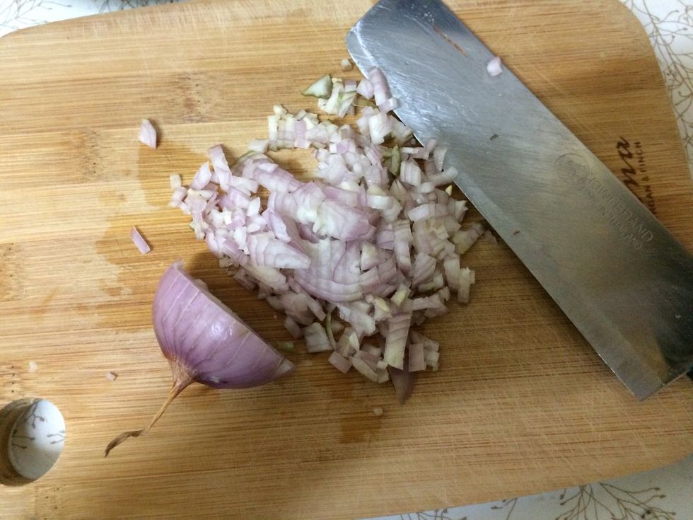 Cut up the onions into little pieces