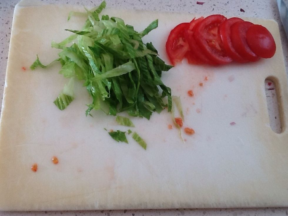 Cut up tomato and lettuce