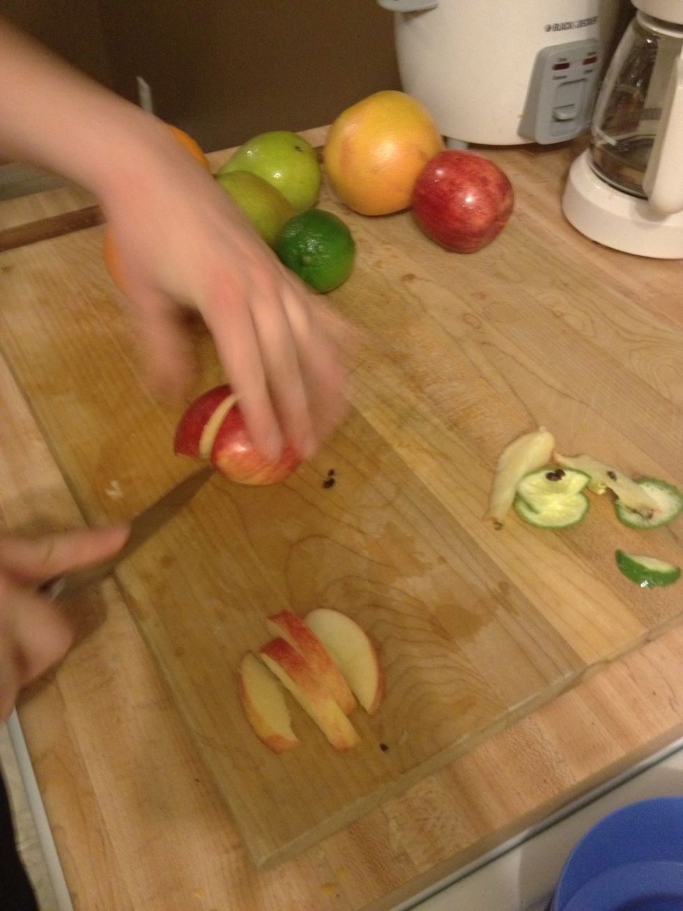 Cut up you're assortments of fruits & make sure you have enough.