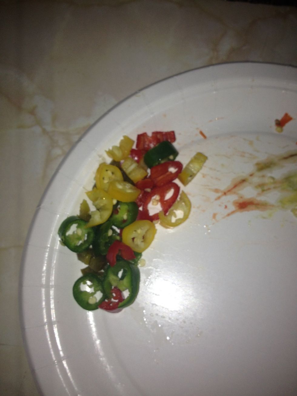 Cut up your chillies and jalape\u00f1os
