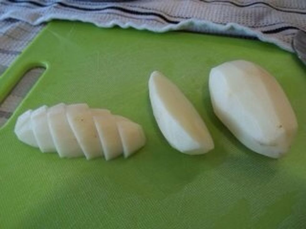 Cut up your potatoes.